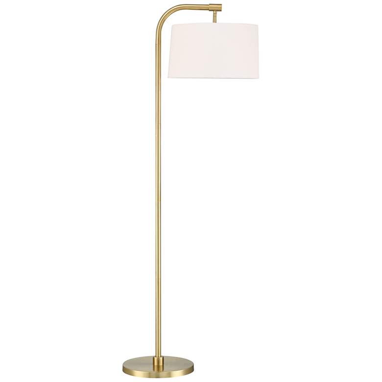 Warm Gold Chairside Arc Offset-Arm Floor Lamp