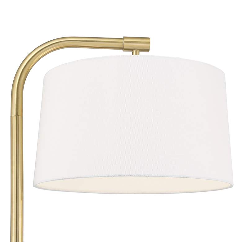 Warm Gold Chairside Arc Offset-Arm Floor Lamp