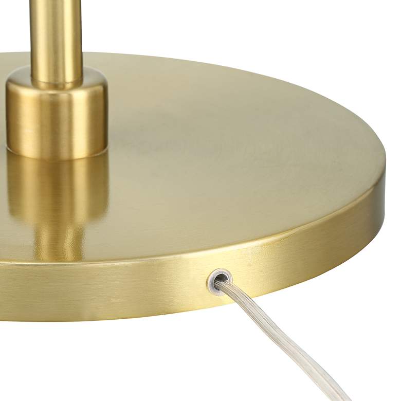 Warm Gold Chairside Arc Offset-Arm Floor Lamp