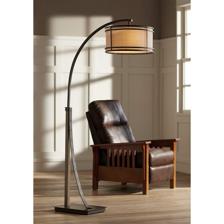 Oil-Rubbed Bronze 2-Light Downbridge Arc Floor Lamp